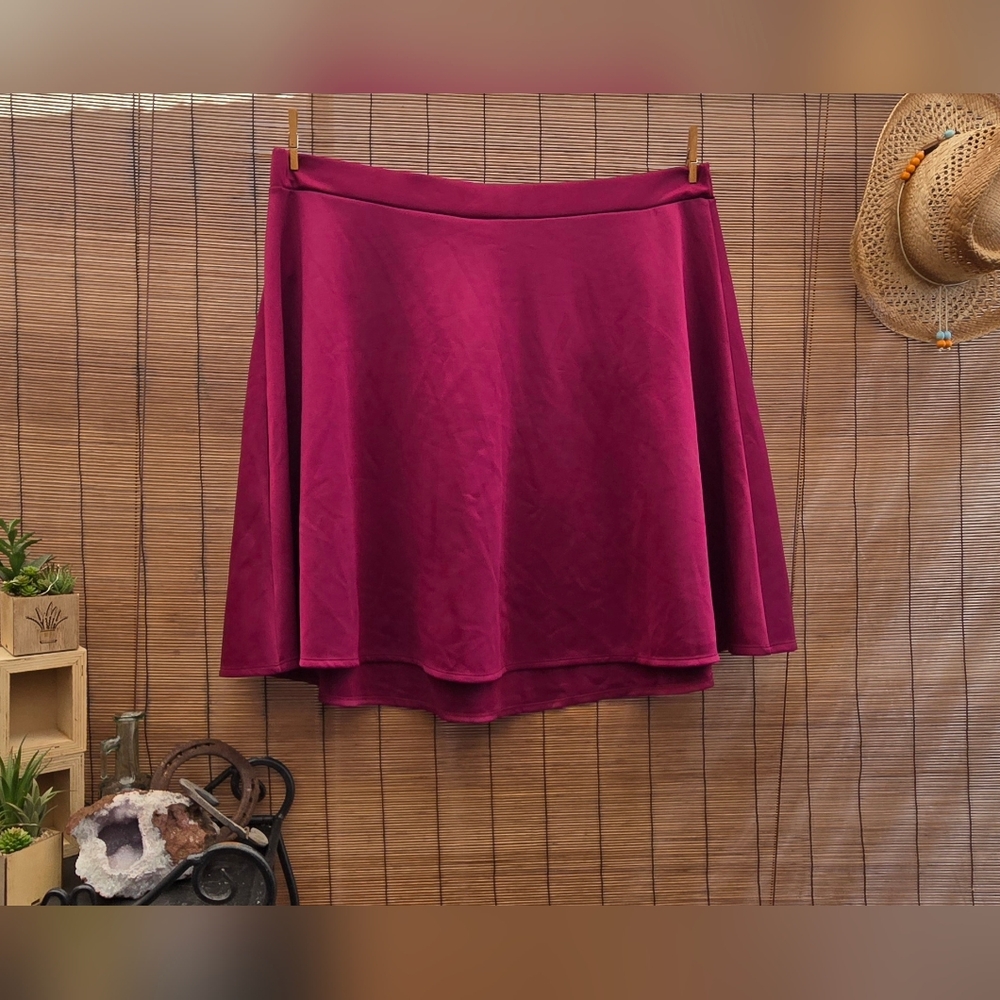 Women’s Asymmetrical A-Line Skirt in Deep Magenta